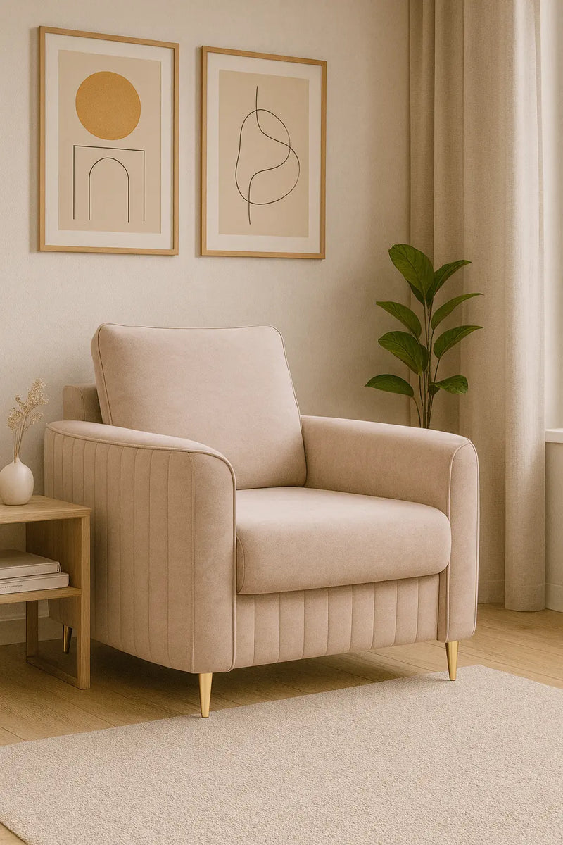 Salon z modnym fotelem Luxor