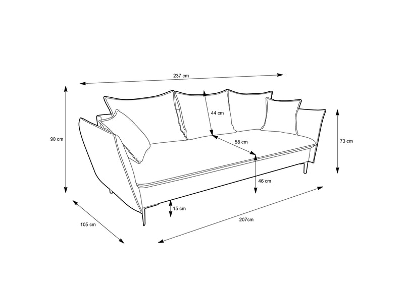 Sofa Goja z pojemnikiem i funkcją spania z wymiarami