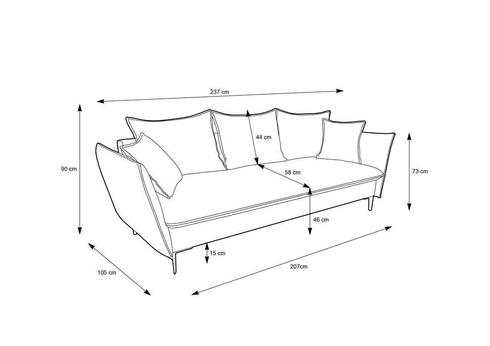 Sofa Goja z pojemnikiem i funkcją spania z wymiarami