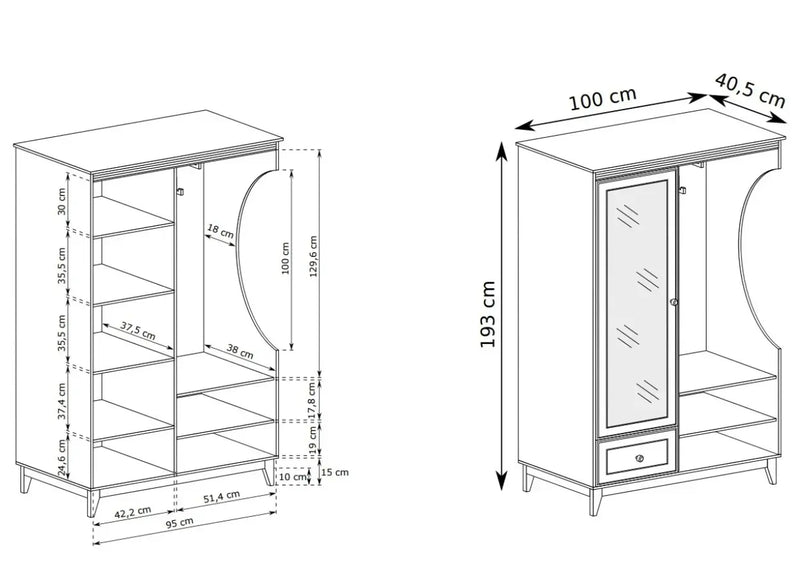 Pełne wymiary garderoby Windsor