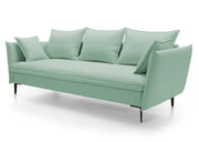 Miętowa sofa z funkcją spania do salonu i nie tylko