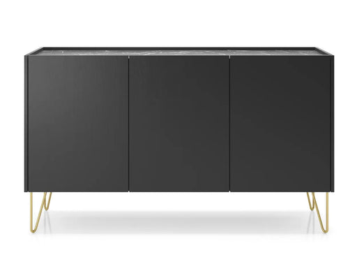 Czarna komoda Helios – elegancja z blatem w imitacji marmuru front
