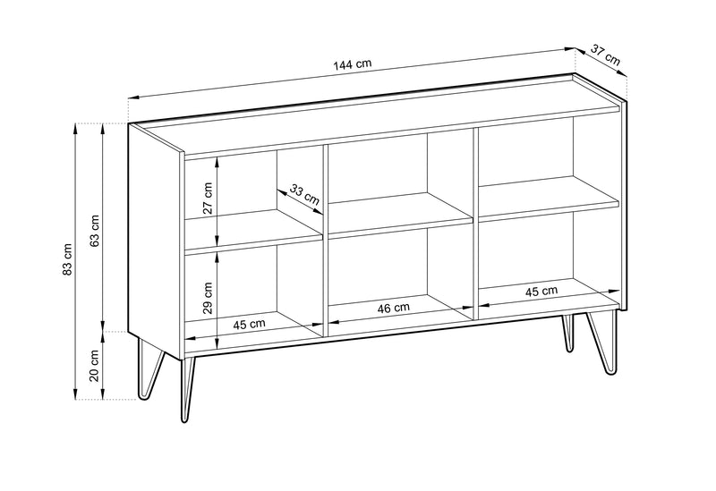 Czarna komoda Helios – elegancja z blatem w imitacji marmuru z wymiarami