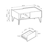 Ława do salonu Helios z funkcjonalnymi rozwiązaniami z wymiarami.