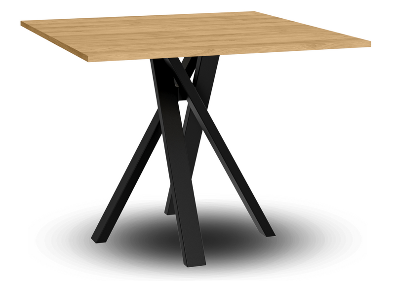 Kwadratowy stół z blatem w kolorze hikora