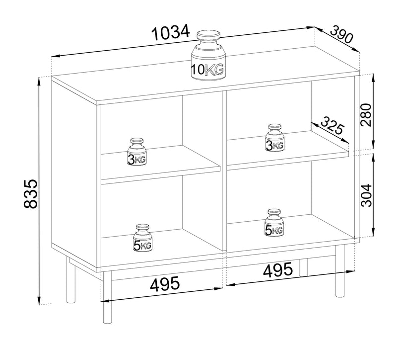 Rozmiary komody Jazz DL.K104