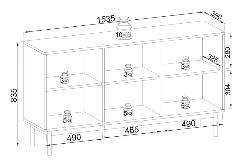 Wymiary dużej komody Jazz K.DL154