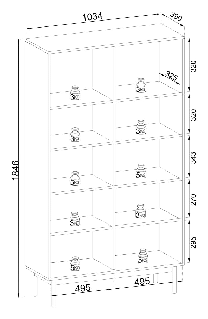 Regał z półkami Jazz K.R104 wymiary