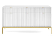 Duża komoda z ryflowanym frontem na złotych nóżkach