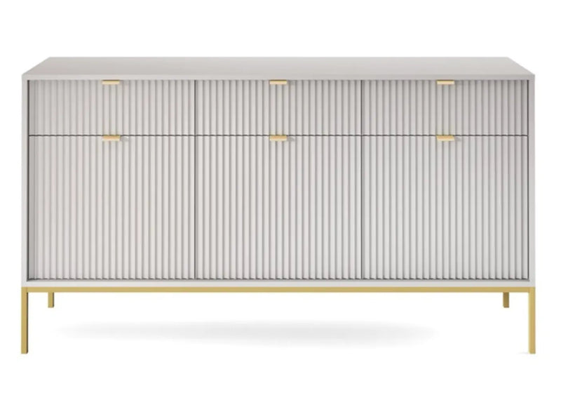 Szara komoda ze złotymi uchwytami i nogami!