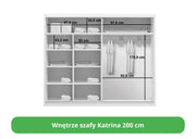 Wnętrze dużej szafy z drzwiami przesuwnymi Katarina