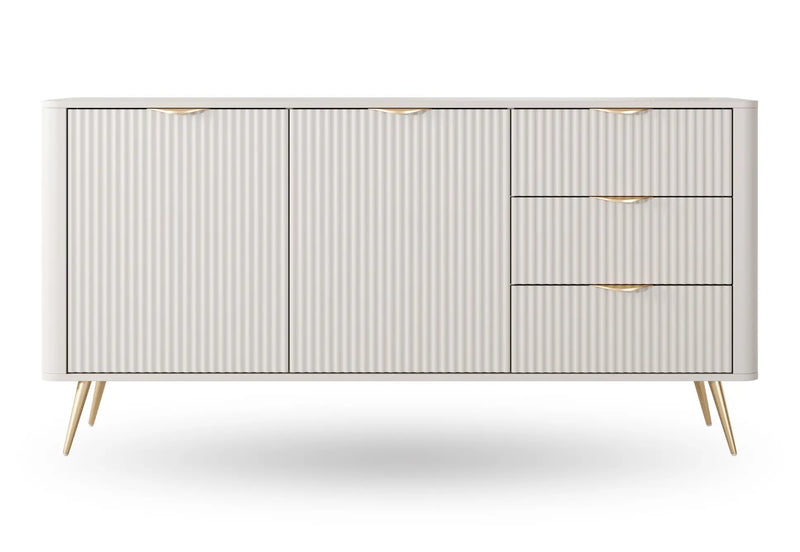 Komoda z szufladami i półkami w kolorze beżowym