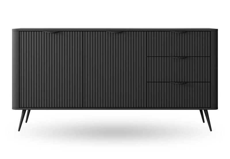 Komoda z szufladami i półkami w czarnym kolorze