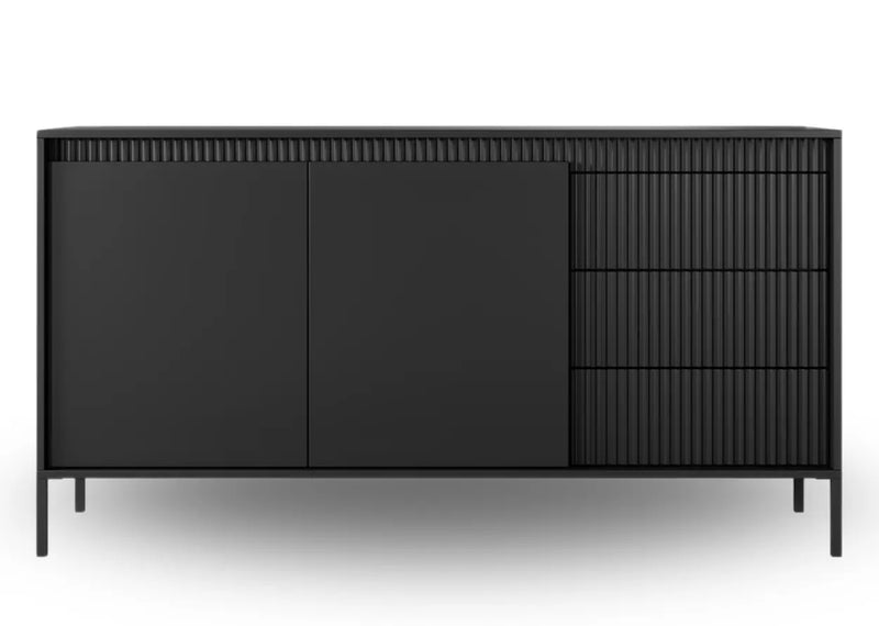 Czarna komoda z szufladami i półkami Skye