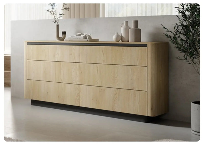 Komoda z 6 szufladami dąb cremona / czarna – Telo D