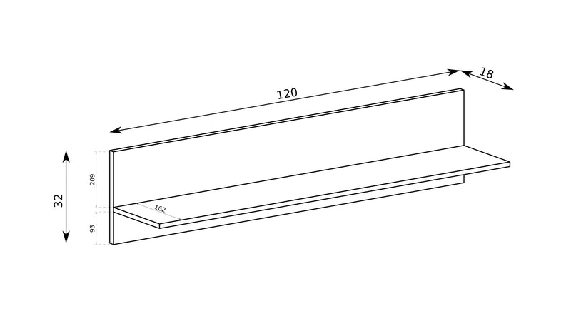 Półka wisząca w kolorze kaszmirowym z wymiarami