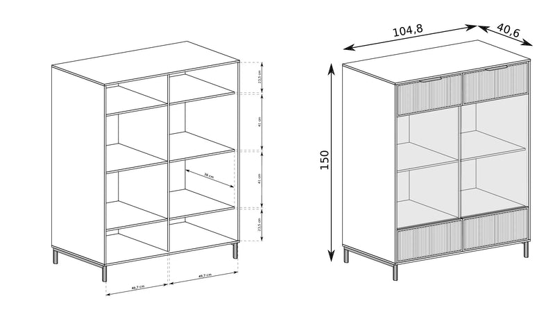 Witryna do salonu z wymiarami