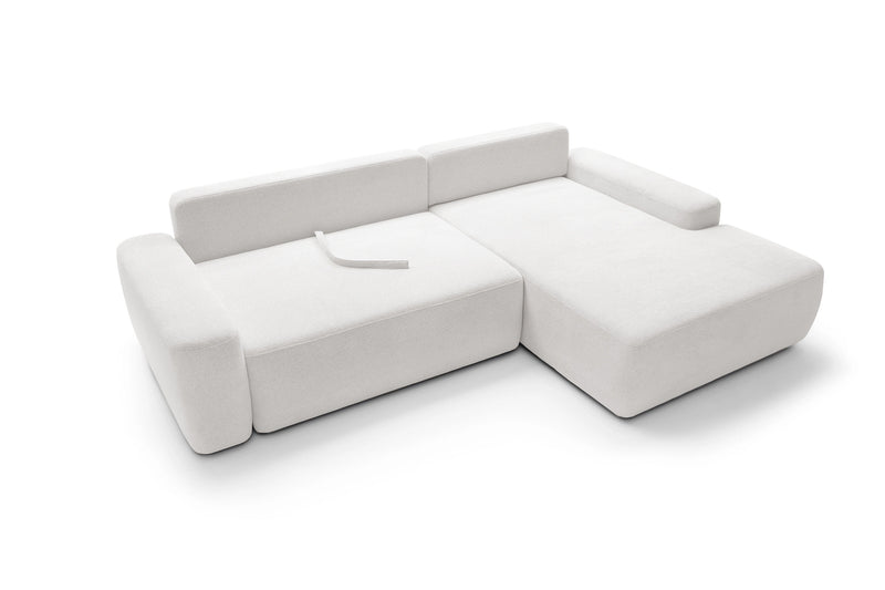 Narożnik do salonu BEONCE z funkcją spania i pojemnikiem bez poduszek