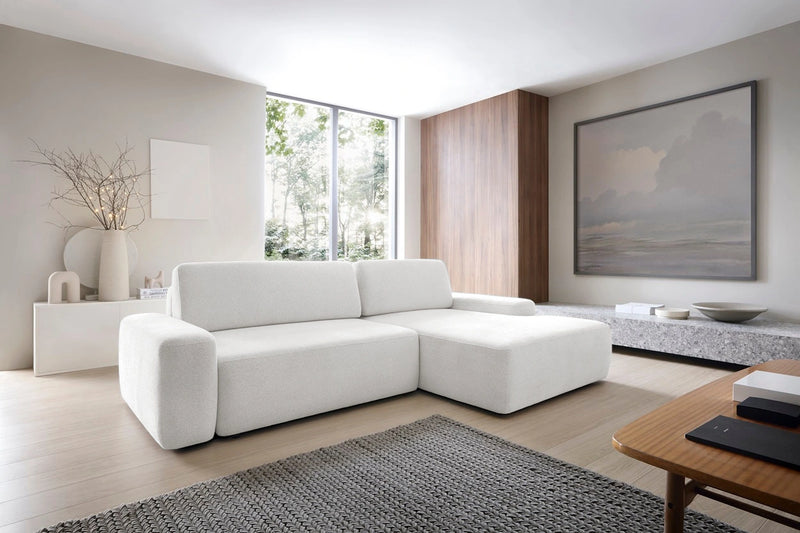 Narożnik do salonu BEONCE z funkcją spania i pojemnikiem w salonie