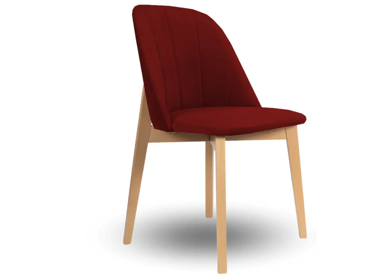 Krzesło z bordową tapicerką i naturalnymi nogami!