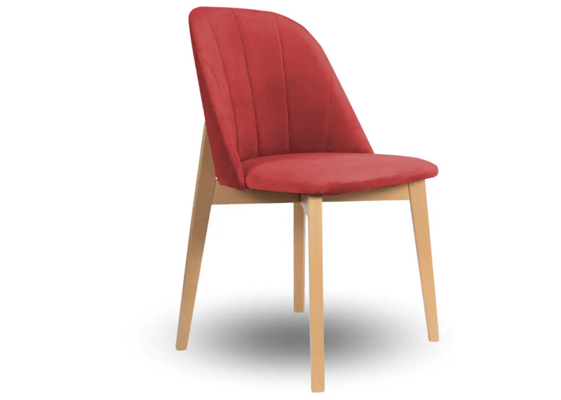 Krzesło z odważą czerwoną tapicerką