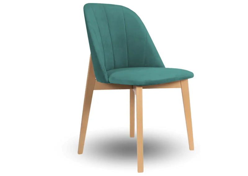 Turkusowe krzesło na naturalnych nogach!