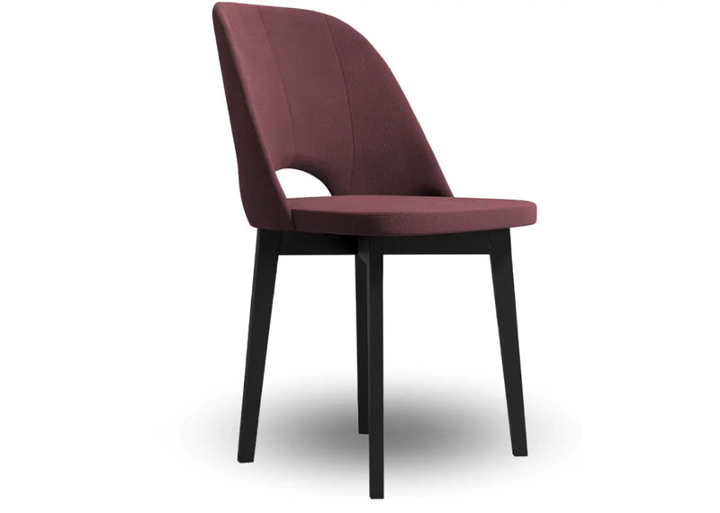 Śliwkowe krzesło z wygodnym oparciem i wyborem koloru nóg