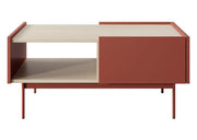 Ława do salonu w odważnym czerwonym połączeniu