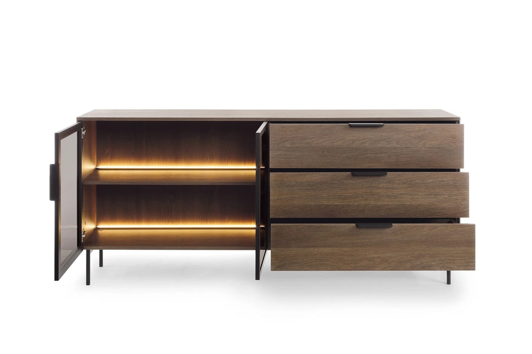 Komoda Lumi z szufladami i półkami dąb dunin