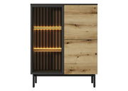 Niska witryna do salonu Lark z oświetleniem LED