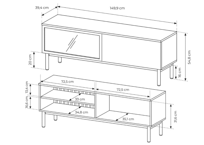Mała szafka rtv w dobrej cenie - Lark z wymiarami