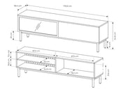 Duża szafka RTV z LED i lamelami - Lark z wymiarami