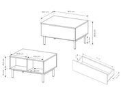 Stolik kawowy na metalowych nogach Lark z wymiarami