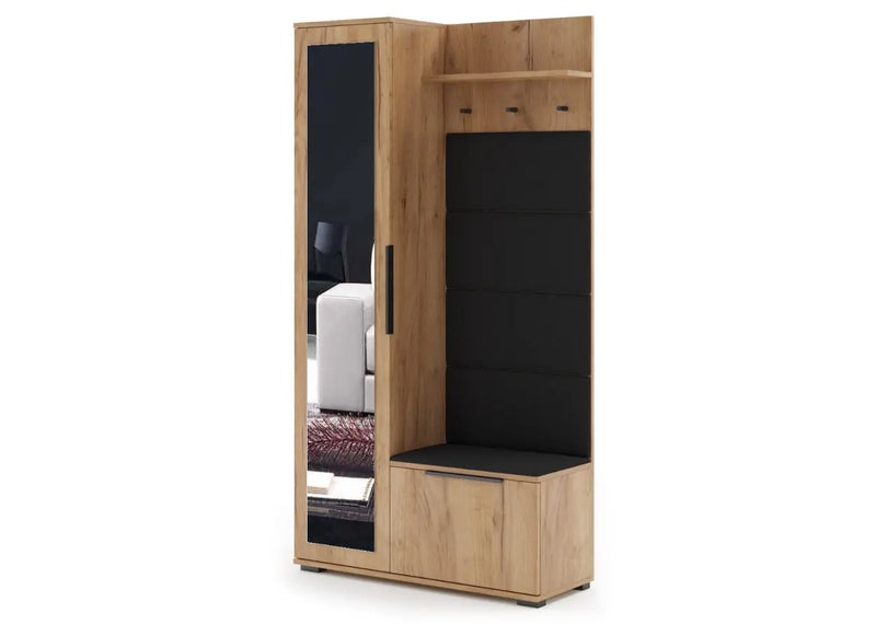 Garderoba z lustrem, wieszakiem i półkami