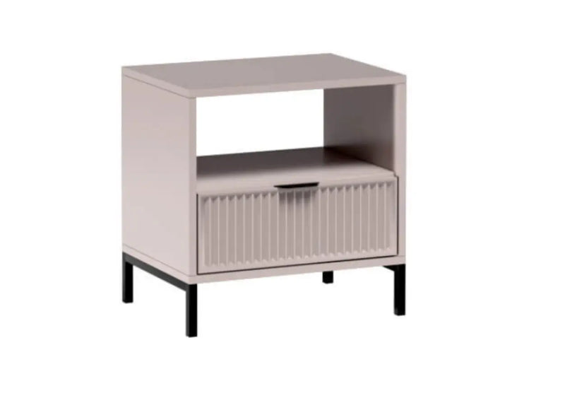 Szafka nocna z ryflowanym frontem w kolorze kaszmirowym