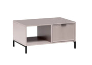 Kaszmirowa ława do salonu na metalowych nóżkach