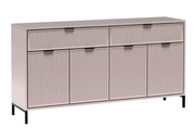 Duża komoda z szufladami i półkami.