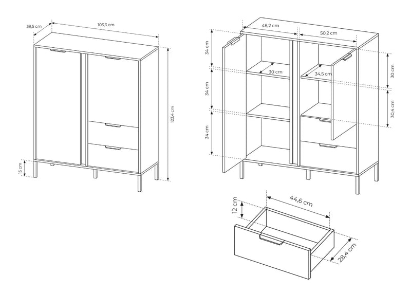 Wymiary wysokiej komody Lilah