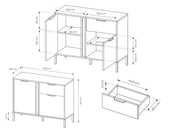 Mała komoda w kolorze antracytowym Lilah z wymiarami
