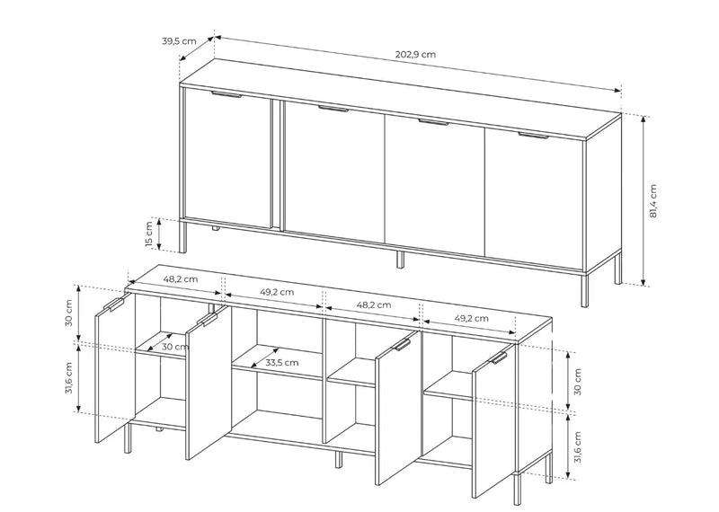 Duża i pojemna komoda Lilah z wymiarami