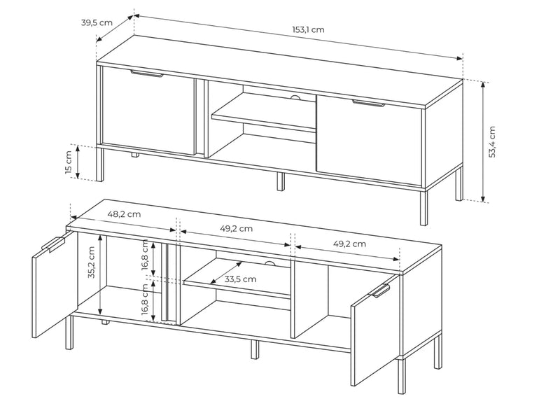 Mały stolik rtv do nowoczesnych wnętrz z wymiarami
