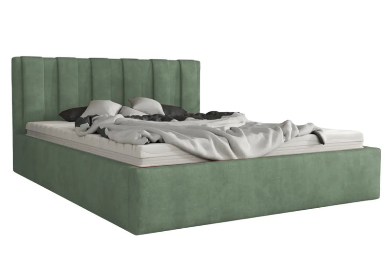 Pistacjowe łóżko tapicerowane do sypialni!