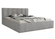 Jasno szare łóżko z pojemnikiem i stelażem