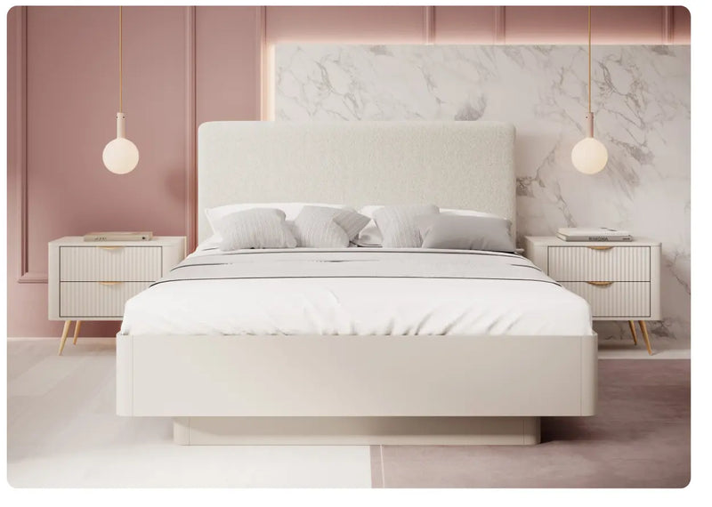 Łóżko Lisse Typ I 160x200 cm – tapicerowane wezgłowie i opcjonalny pojemnik