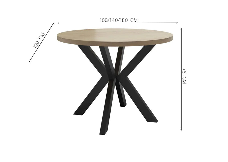 Okrągły stół rozkładany Loftwood – nowoczesny akcent w loftowym stylu z wymiarami