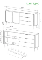 Wymiary komody kaszmir Lumi typ C