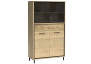 Witryna z czarnym szkłem na froncie na nóżkach