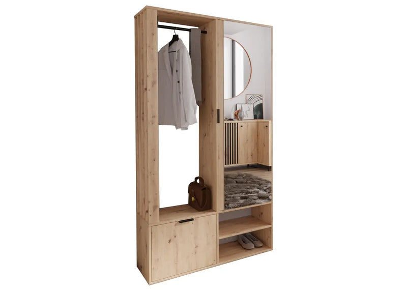 Garderoba do przedpokoju w naturalnych kolorach drewna
