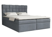 Szare łóżko kontynentalne z plecionym zagłowkiem