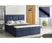 Granatowe łózko kontynentalne z toperem 